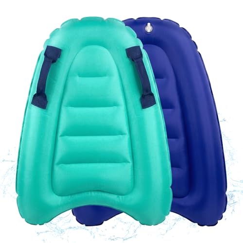 Jerhyun Bodyboard Aufblasbar 67x52cm Schwimmendes Bodyboard mit Griffen Leicht und zusammenklappbar für Surfen am Strand Wassersport Sommer Schwimmen Schwimmbad(Seeblau)
