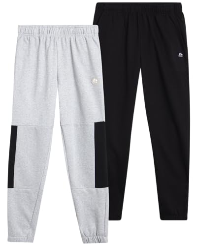 RBX Boys Sweatpants - 2 Pack Soft Fleece Joggers, Athletic Performance Track Pants for Boys with Elastic Waistband (8-16)