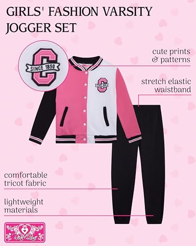 Real Love Girls Sweatpants Set - 2 Piece Soft Fleece Varsity Girls Sweatshirt & Kids Sweatpants Athletic Matching Set (7-12)2