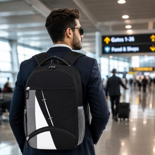 Image of Medium 35L Durable Fancy Modern Unisex School Bag,Ofice Bag,Travel Bag,Cabin Bag And Luggage Bag(Black Tiranga)