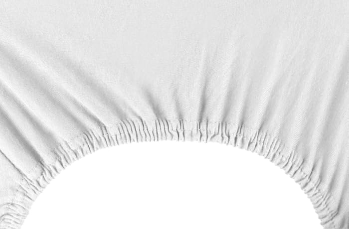 texpot Jersey Fitted Sheet 90 x 200 - 100 x 200 cm - White 100% Cotton Box Spring Fitted Sheets, 90x200 - 100x200 cm - Image 2