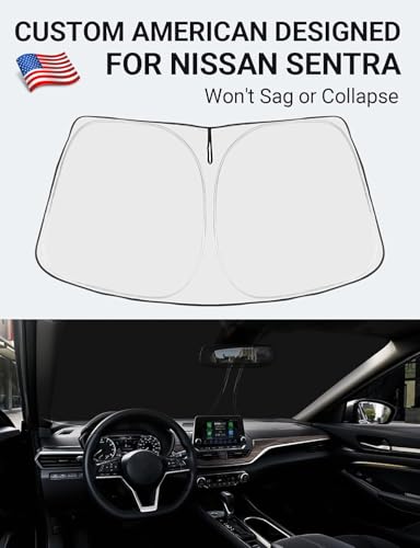 Image of Proadsy Windshield Sun Shade for Nissan Sentra 2026 2025 2024 2023 2022 2021 2020 Custom Fit S, SV, SR, Sedan Accessories Foldable Sunshde Protector Blocks UV Rays Keep Car Cooler