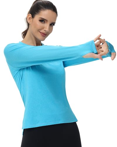 isnowood Women's Sun Protection Long Sleeve Shirts, UPF 50+ UV Rash Guard Swim Clothing, Workout Hiking Running Athletic Tops3