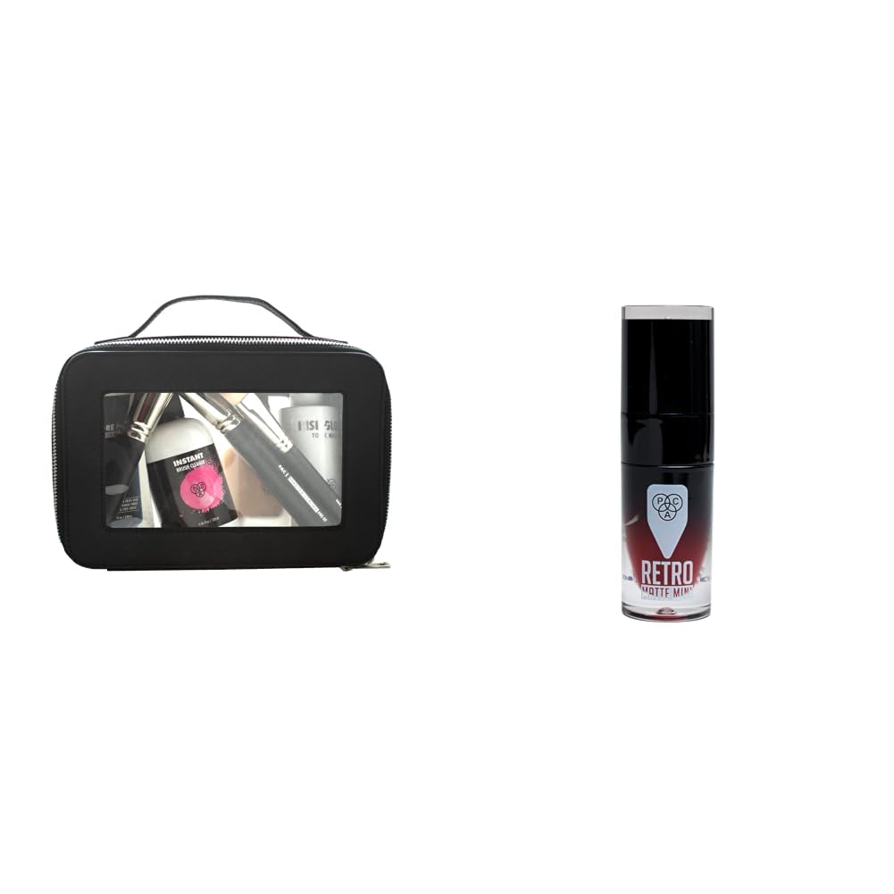PAC Beauty On The Go Bag | Cosmetic Travel Bags for Women | BlackRetro Matte Gloss Mini - 26 (Red Carpet)-image-31