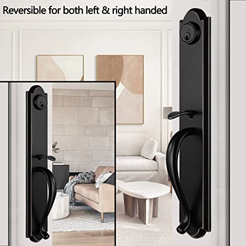 Tmc Double Door Handleset With Knob Handle For Front Door In Aged Bronze (Keyed Entry Handle And Dummy Hanleset),Mdhst201810B-Kb-Double #TOP3