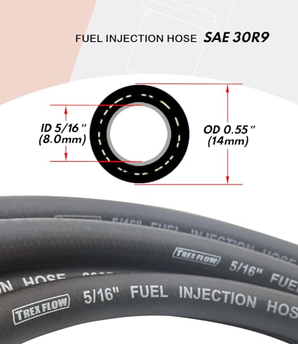 Manguera de combustible SAE 30R9 de 5/16 de alta presión 300 PSI para inyección 10 pies 6
