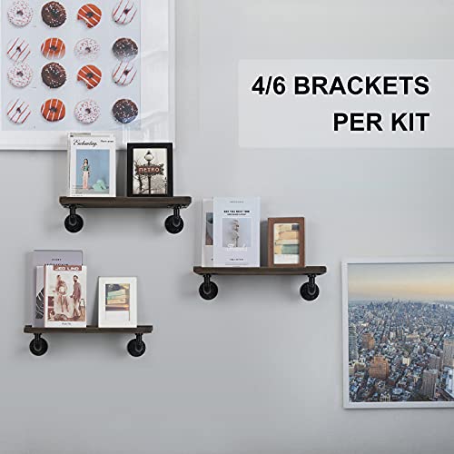 Sunexinlo Industrial Pipe Shelves Brackets, Cast Iron Heavy Duty Elbow Pipe Shelving Brackets, Black (6) #TOP3