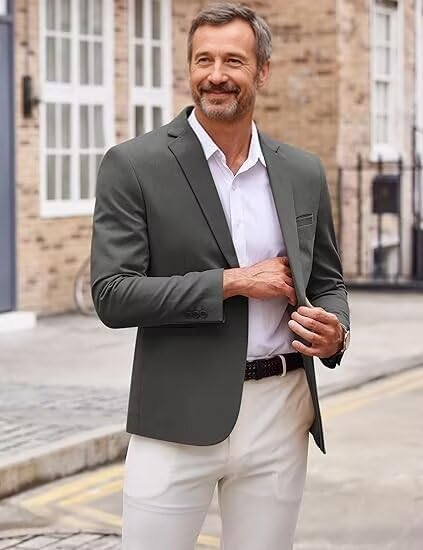 Men's Suit Blazer Lightweight Two Botton Sport Coat Blazer Solid Casual Slim fit Jackets for Men4