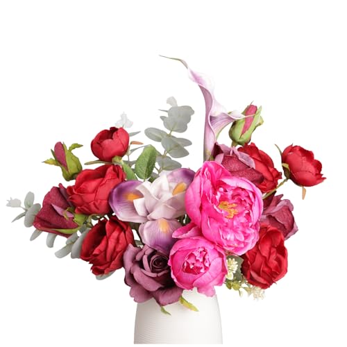 Ingredmix Artificial Flowers Bouquets Plants, Faux Stems Floral Arrangements of