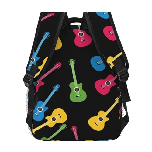 Adjustable Padded Straps Backpack, Perfect for Running, Travel, and Hiking Rock And Roll Guitars Black Design4