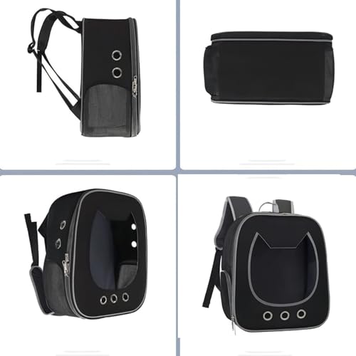 Image of Risan Pets Pet Backpack Transparent Cat & Small Dog Puppy Kitty Shihtzu Carriers for Breathable Airline Travel Approved Air Ventilation Backpack Size 16x 13 x 9 inch (Black)