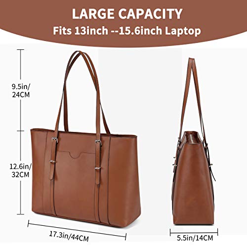 Laptop-Tote-Bag-for-WomenVaschy-PU-Leather-Water-Resistant-TravelWorkTeacher-Tote-Bag-Fits-156-inch-Laptop