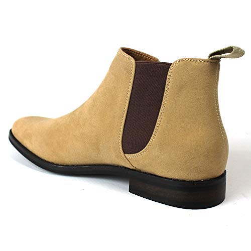 Jaxson Men's Ankle Dress Boots Slip On Almond Round Toe Leather Chelsea JX-B1851A2