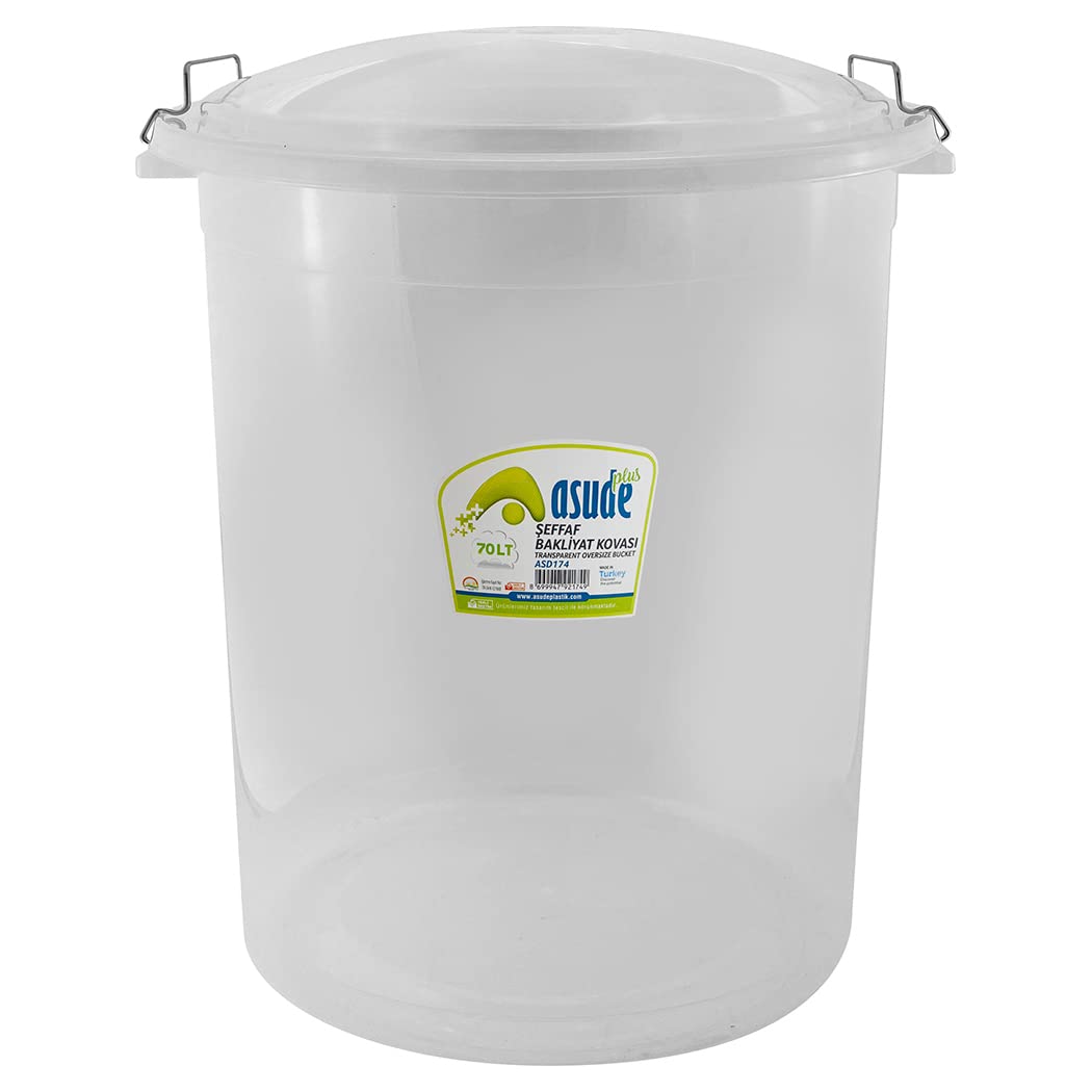 Bargaingalore Clear 70L Multi Purpose Bucket With Handles Storage Organiser Garden Transparent