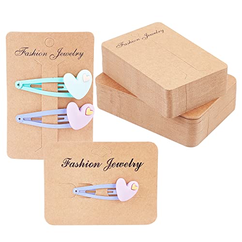 PH PandaHall 100pcs 2 Styles Hair Clip Display Cards Hair Bow Packaging Cards Kraft Paper Cards for Clips Packing Displaying Garage Sale Retail