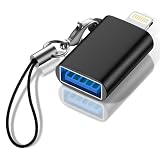GAEF USB-A to Lightning 変換アダプター iPhone usb 変換 OTG機能対応 高速データ転送 ライトニング変換コネクタ アルミ合金外装 ストラップ付き 紛失防止 設定不要 容量拡張 写真/動画/音楽 USBメモリ/カメラ/マウス/マイクなど適用 iPhone 14/13/12/11/XR,iPadなどiOS機器対応 黒色