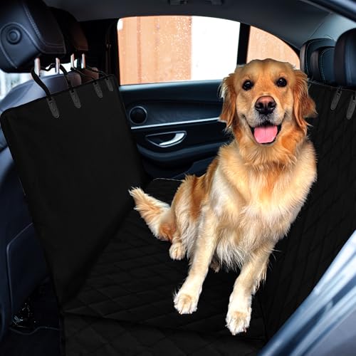 unycos - Funda de Coche para Perros【Tela Oxford con PVC】 Protector de Asiento Trasero, Impermeable, Antideslizante y Resistente para Mascotas, Diseño Universal con Bolsa de Cordón para Viaje