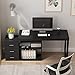 Homsee Home Office Computer Desk Corner Desk with 3 Drawers and 2 Shelves, 55 Inch Large L-Shaped Study Writing Table with Storage Cabinet - Black