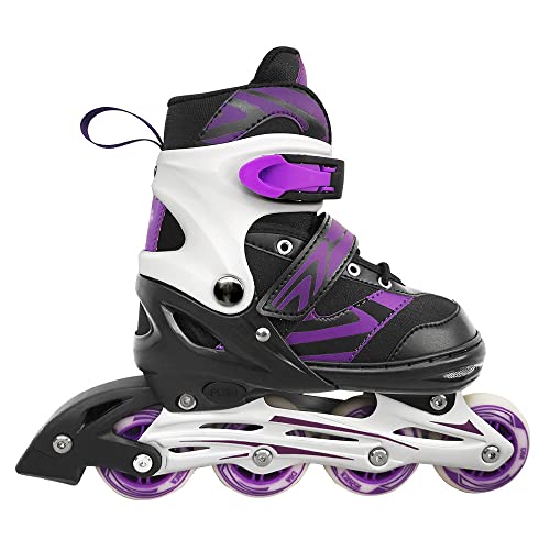 Patins Inline Ajustavel Roxo e Preto Radical M 33-37, DM Radical
