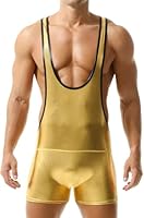 AIEOE Herren Wrestling Singlet Trikot Einteilige Sport Jumpsuit Metallic Athletic Supporters Jockstrap XL