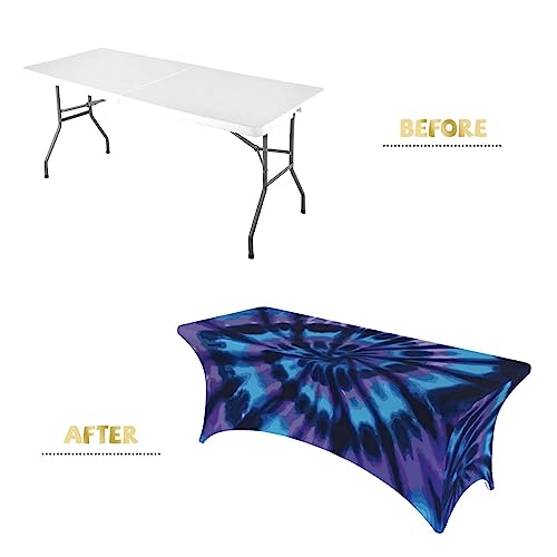 Nappe rectangulaire violette lavable pour table à manger et camping de 1,8 m