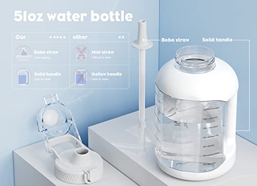 Encool 0.4 Gallon Motivational Water Bottle With Time Markers, 51 Oz Water Jug Removable Straw And Handle, Leak-Proof Lid Bpa Free Tritan Plastic For Outdoor Sports, Gym, And Fitness (Snowflake) #TOP1