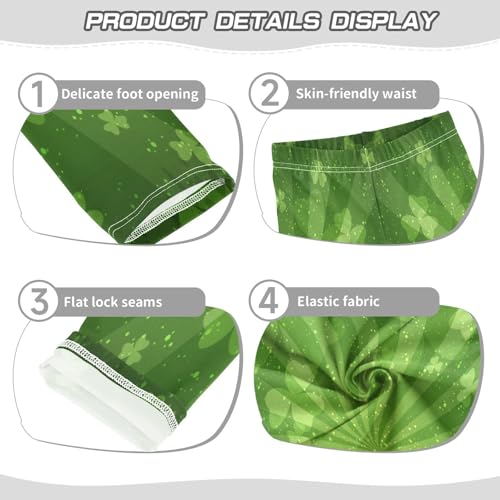 Girls' Leggings St Patricks Day Green Three Leaf Ankle Length Printed Leggings Comfort Pants for Kids 4-10 Years4