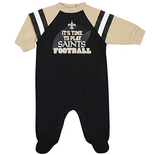 NFL New Orlean Saints Team Sleep And Play Footies, black gold New Orlean Saints, 3-6 Months