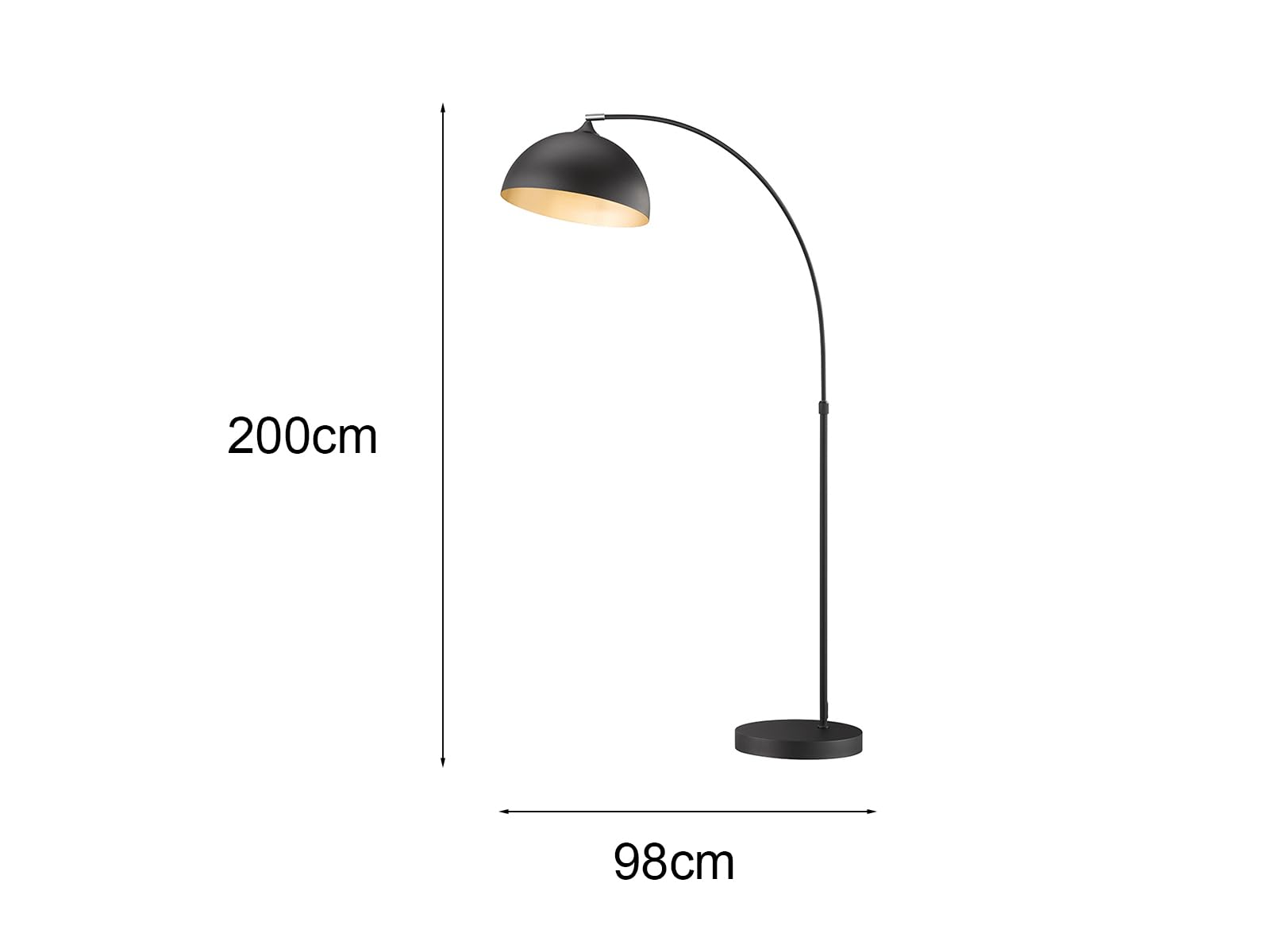 meineWunschleuchte Lampa stojąca z LED – duża lampa łukowa z kloszem czarno-złota