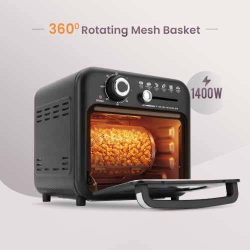 Image of iBELL AEROWAVE10G Air Fryer Oven 10Ltr, 1400W with Rotisserie, Bake, Grill, Roast & Dehydrate, 6 Preset Cooking Modes Black