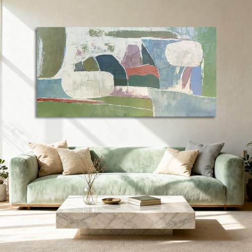 YETHEN WAL Sage Green Abstract Wall Art – 24×48 Large