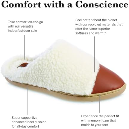 Isotoner Women's Tinsley Vegan Leather & Recycled Berber Clog Slip on Slipper Review | Image 1