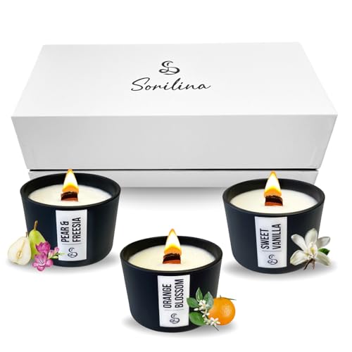 SORILINA Set de 3 Velas Aromáticas con Caja de Regalo - Velas de...