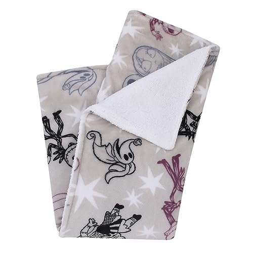 Image of Disney Nightmare Before Christmas Gray, Purple, and White Super Soft Sherpa Baby Blanket