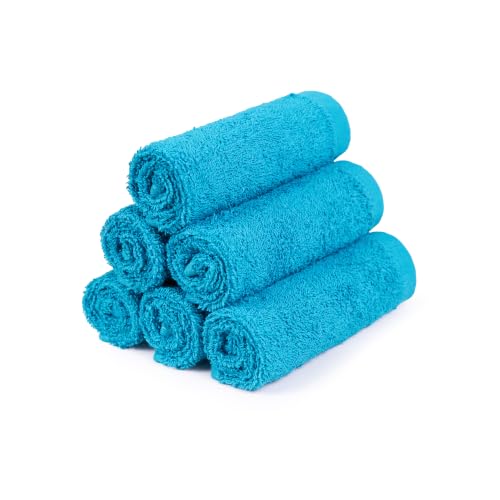 Image of MYTRIDENT Face Towel | Urban Comfort | Quick Drying | Travel Friendly | for Men /Women | 6 Pc Face Towel (30 cm x 30 cm) | 100% Cotton 450 GSM - Teal Sachet