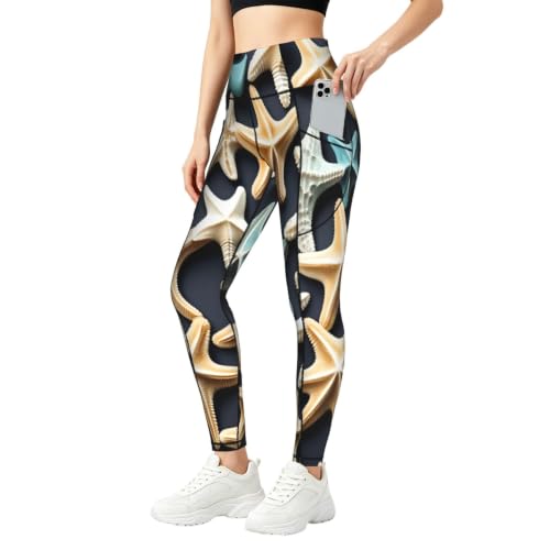 Pantalones de yoga opacos Seashell con bolsillos para fitness y entrenamientos