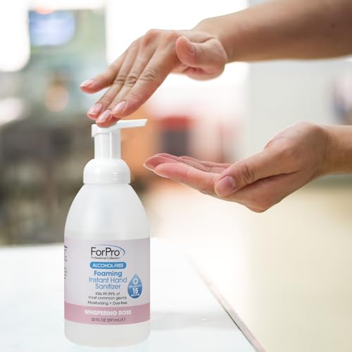 Image of ForPro Alcohol-Free Foaming Instant Hand Sanitizer, 20 Fl Oz (Pack of 6) - Moisturizing, Dye-Free Formula, Whispering Rose Scent