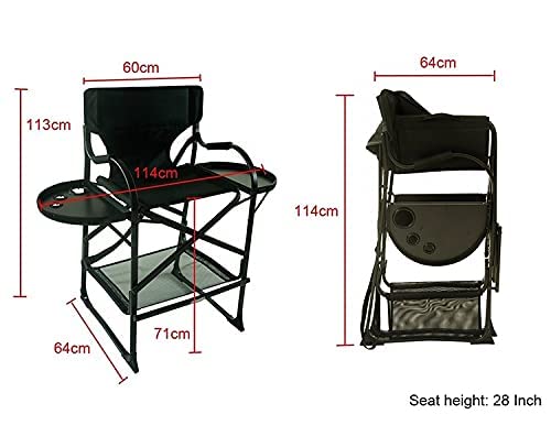 Professional Aluminum Director Chair, Foldable Makeup Chair, Portable Makeup Chair for Makeup Artist (2 Sided Table w/o Headrest)