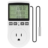 Digital Thermostat Outlet Plug Thermostat Temperature Controller Socket Smart Plug in Temp Controller for Home Greenhouse 1800W 15A/120V