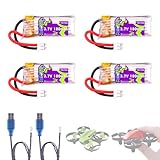 Raebatuol 3.7V 180mAh 751723 Lipo Batteries 4 pcs Compatible with Cheerwing CW10 Mini Drone,V995 Red Mini Quadcopter, U46S Drone, 2pcs More USB Chargers with PH2.0 Plug