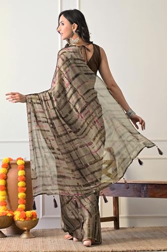 Image of MIRCHI FASHION Saree for Woman Chiffon Shibori Printed | Lightweight Regular Use and Professional Office Sari with Blouse Piece
