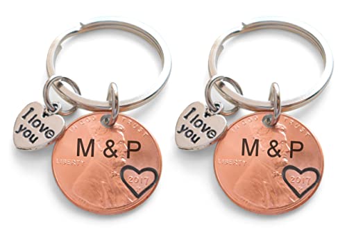Jewelryeveryday Custom Hand Stamped 2 Personalized Penny Keychains cover