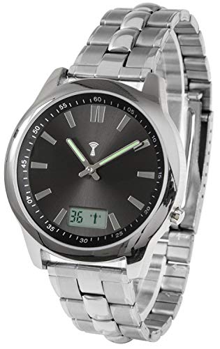 Preisvergleich Produktbild Funk-Armbanduhr, Edelstahl, mit Datum + Sekundenanzeige, Leuchtzeiger