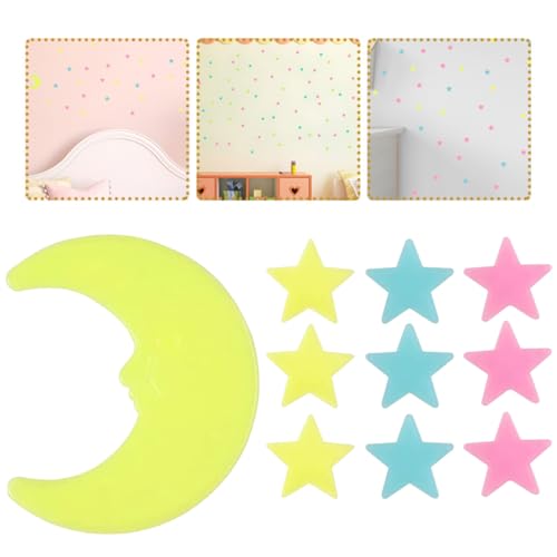 Abaodam 202 adhesivos luminosos estrellas y luna para pared miniatura 7