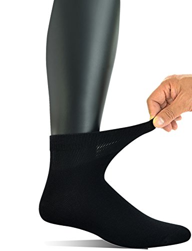 Yomandamor Men's 6 Pairs Combed Cotton Diabetic Ankle Socks with Seamless Toe and Non-Binding Top2