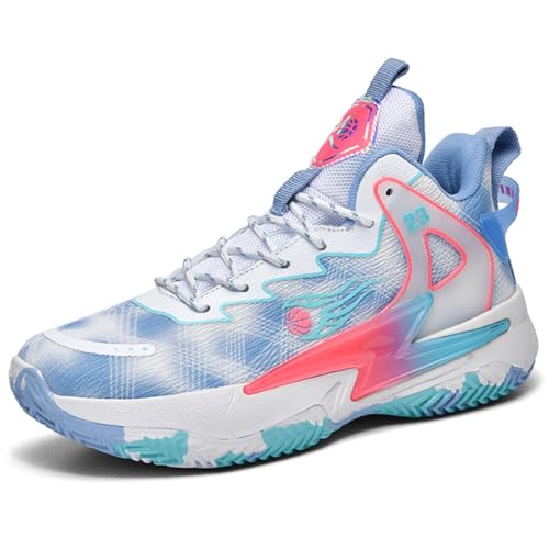 Moodeng Basketball Shoes for Women Anti Slip Supportive Athletic Training Sport Shoes Comfortable Fashion Sneakers Blue