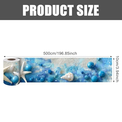 Image of Nuxovilar Ocean Shell Starfish Peel Stick Wall Border PVC 3.94x16.4'