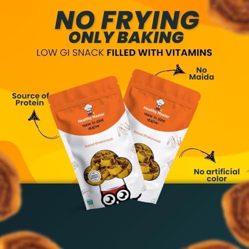 Healthy Master Baked Bhakarwadi 250g | Healthy Namkeen Snack with Authentic Gujarati Taste | Crispy & Wholesome Baked Snacks | Bhakarwadi for Anytime Munching | No Palm Oil, Preservatives or MSG | High-Fiber & Diet-Friendly