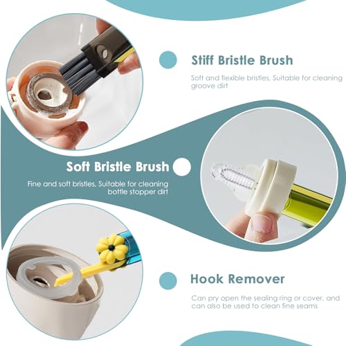 Image of 3 in 1 Cup Lid Gap Cleaning Brush Set, 3Pcs Multifunctional Bottle Cleaning Brush,Cup Lid Gap Cleaner, Home Kitchen Crevice Brush Tools
