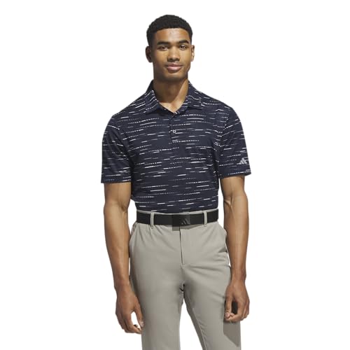 adidas Men's Ultimate365 Mesh Glimmer Print Polo Shirt, Collegiate Navy, Small